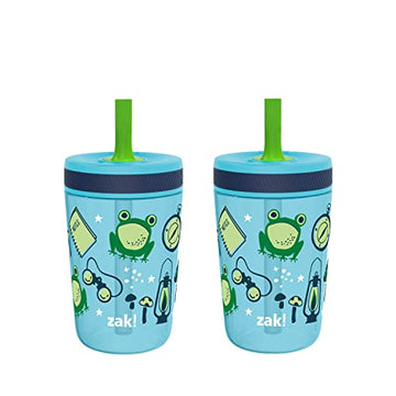 Zak Designs Kelso 15 Oz Tumbler 2Pc Set, (Campout) Non-Bpa Leak-Proof Screw-On Lid With Straw Made Of Durable Plastic And Silico