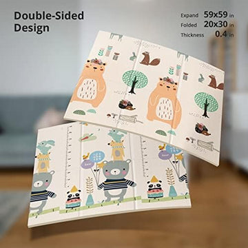 Uanlauo Baby Mat For Floor - Foldable Baby Play Mat For Babies Toddlers, 59' X 59' Extra Large Infant Playmat Foam Mats For Ki