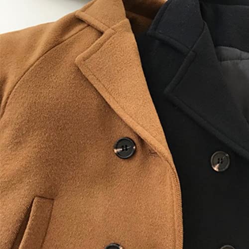 Mozikqin Toddler Baby Boys Girls Wool Coat Winter Warm Double Breasted Trench Coat Kids Jacket Outwear Clothes (Khaki,4-5T)