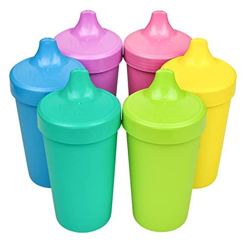 Re-Play Spill-Proof Sippy Cups - Reusable 10 Oz Set of 6, Dishwasher & Microwave Safe, Made in USA, Sorbet