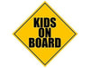Yellow Caution Diamond Shaped Kids On Board Sticker (Safety Decals, Children Riding In Vehicle Vinyl, Drive Safely For Cars, Tru