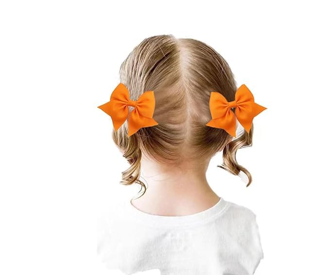 Lddcx Hair Tie, Baby Girls' Hair Ties With Bows For Toddler Ponytail Holders, Small Hair Ties, 2Pcs, Orange