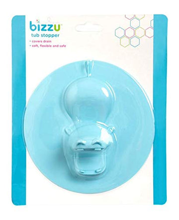 Bizzu Hippo Tub Stopper, Soft And Flexible Silicone Bathrub Drain Plus, Baby And Toddler Bathtime Accessory, Blue