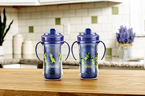 Dr. Brown'S Milestones Hard Spout Insulated Sippy Cup With Handles, Blue, 10 Oz, 2 Pack, 12M+