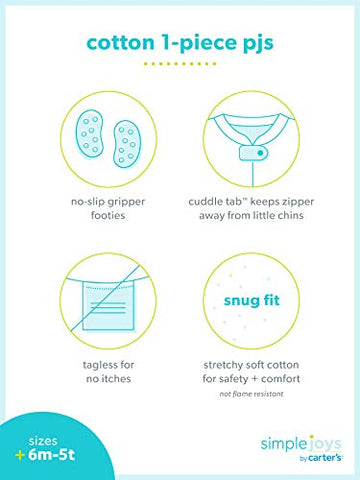 Simple Joys By Carter'S Baby Boys' Snug-Fit Footed Cotton Pajamas, Pack Of 3, Navy Space/Rust Stripe/Turquoise Green Dogs, 24 Mo