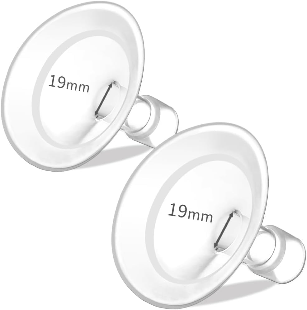 PumpMom-us 19mm Oval Flanges Compatible with Medela Breast Pump Parts, Replace Nipple Shields Flanges Compatible with Medela Pum