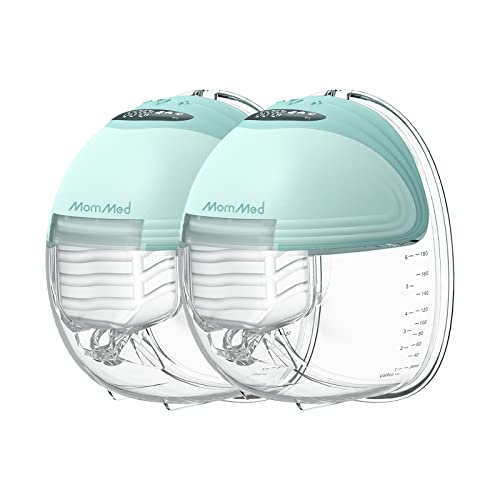 MomMed Double Wearable Breast Pump, Hands-Free Electric Breast Pump with 3 Mode 12 Levels, Leak-Proof Design & Low Noise, 27mm A
