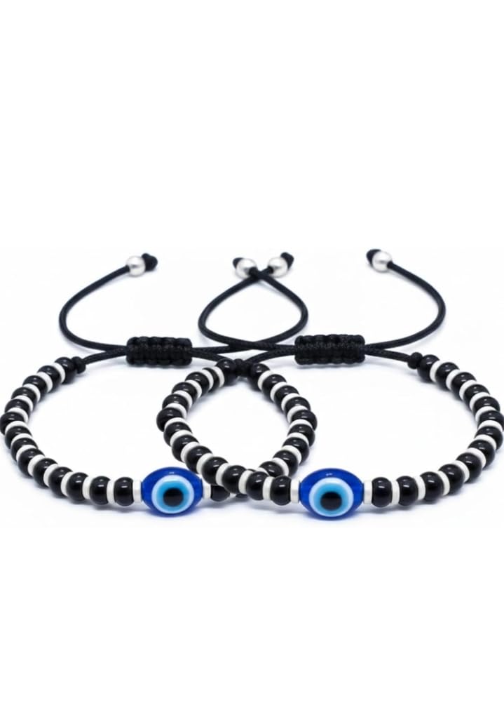 T TRENDY MART Nazariya Evil Eye Protection Bracelet for Baby, Black Beaded Design, Pack of 4