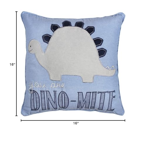 Levtex Baby - Kipton Decorative Pillow - Dinosaur - Blue, Grey And Navy - Nursery Accessories - Size: 16 X 16 In.