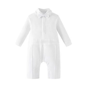 Mommy'S New Man Newborn Baptism Outfits Boys Long Sleeve White Baby Wedding Outfit Cake Smash Christening Jumpsuit (9-12 Months)