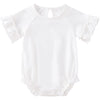 Pureborn Baby Girl Ruffle Bell Sleeve Bodysuit Organic Cotton Short Sleeve Bodysuits 9-12 Months White