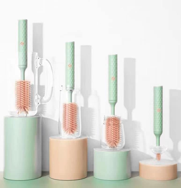 Electric Baby Bottle Brush Cleaning Set - Silicone Brush Attachments for Cups, Baby Bottles, Sippy Cups, and Baby Accessories. C