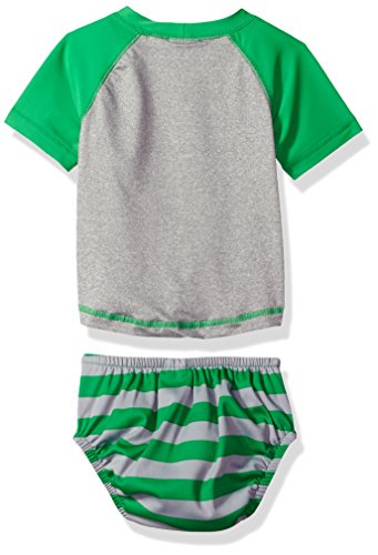Kiko & Max Boys' Rashguard And Diaper Cover Swim Set, Green Frog, M