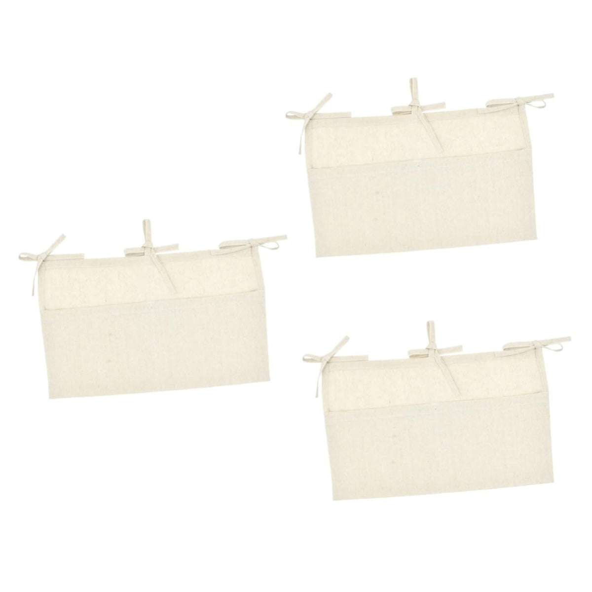 Toyvian 3pcs Double Pocket Nursery Crib Organizer Linen Bedside Hanging Storage Bag for Room Diaper Pouch for Kindergarten Sturd