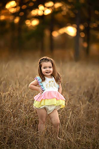 Newborn Infant Baby Girl One 1St Birthday Ruffle Sleeveless Romper Tutu Dress Jumpsuit Bodysuit Cake Smash Outfits (White-Crown,
