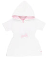 Rufflebutts Baby/Toddler Girls White W/Pink Seersucker Terry Hoodie Swimsuit Cover-Up - 18-24M