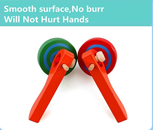 Goodplay 2Pcs Wooden Spinning Top Gyroscope Peg-Top With Handle And Pull String Wire,Can Last Long Time, Color Random