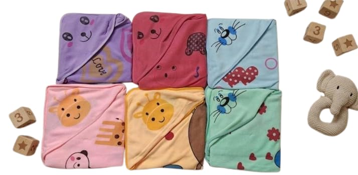 Playful Nest Hooded Baby Bath Towel for Newborns & Infants | Soft Absorbent Bath Wrap for Boys & Girl Multicolour, Pack of 1