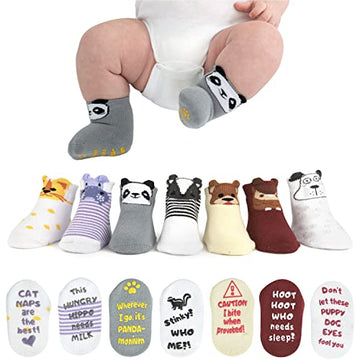 Ziri & Zane Baby Socks Gift Set - Newborn Baby Gifts For Boys & Girls - 7 Unique Pairs - Cute & Funny Gender Neutral Gift For Ba