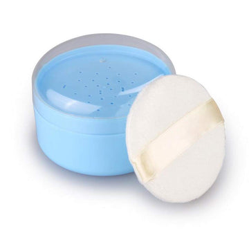 Baby After-Bath Powder Puff Container Jars Empty Refillable Plastic Soft Face Body Powder Box With Sifter Portable Baby Care Kit