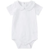 Pureborn Baby Girls Bodysuit Cotton Peter-Pan Collar Short Sleeve One-Piece White 0-3 Months