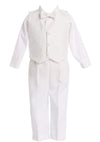 White Boys Embroidered Jacquard Christening Baptism Or Wedding Vest Set - Size M (6-12 Month)