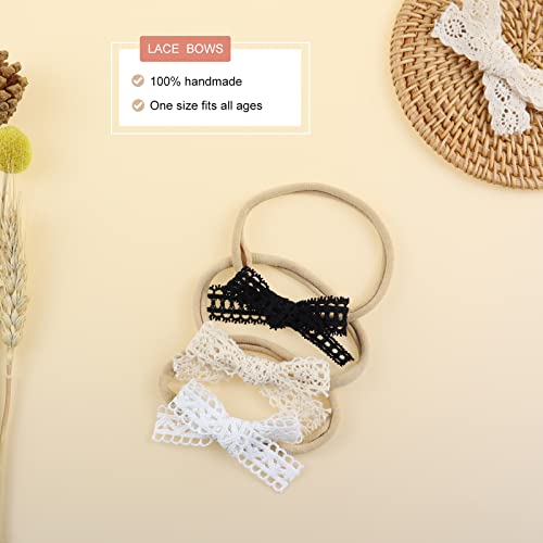 Mery Yuer Baby Girls Lace Headbands Hair Bows Nylon Hairbands Hair Accessories For Girls Newborn Infant Toddlers And Kids