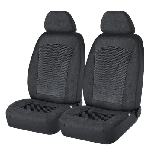 Road Comforts Front Car Seat Covers, Bucket Embossed Black Velour Seat Covers, Low Back Auto Seat Covers For Cars, Trucks, Jeep,