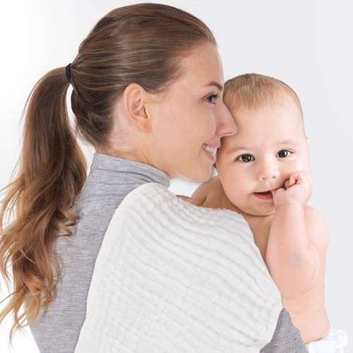 Allsett Health 10 Pack Muslin Burp Cloths Large 20' By 10' 100% Cotton, Hand Wash Cloth 6 Layers Extra Absorbent And Soft Whit