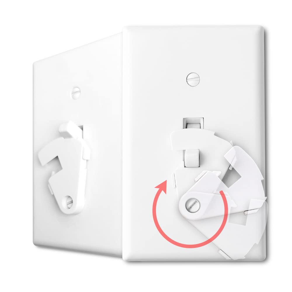Toggle Light Switch Guard, Ilivable Child Proof Switch Plate Cover Rotary Lock Protects Your Lights From Being Accidentally Turn