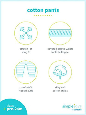 Simple Joys By Carter'S Baby Girls' 4-Pack Pant, Ivory/Light Blue Dots/Navy Floral/Pink, 6-9 Months