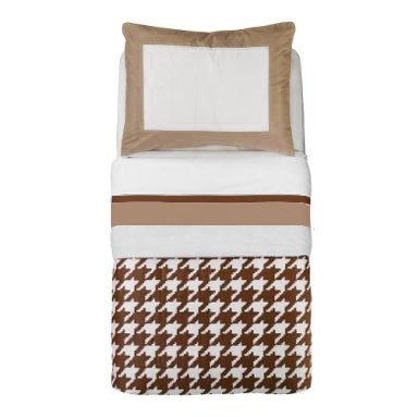 Bacati - Metro Khaki/White/Chocolate 4 Piece Toddler Bedding Set