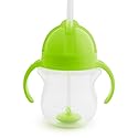 Munchkin Any Angle Weighted Straw Trainer Cup With Click Lock Lid, 7 Ounce, Green