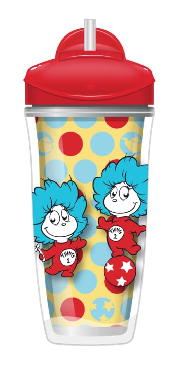 Playtex Baby Sipsters Stage 3 Straw Cups, Dr. Seuss Cat In The Hat 3D Graphics, 9 Oz, 2 Count - Spill-Proof, Leak-Proof, And Ins