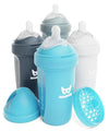 Herobility Double Anti-Colic Baby Bottles - 8.5 Fl Oz/240Ml - 4-Pack - Multicolor - White, Gray, Iron Blue, Blue