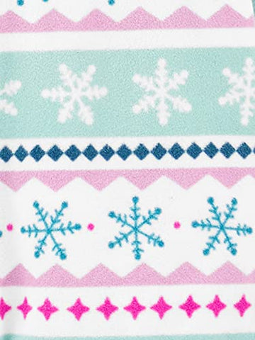 Simple Joys By Carter'S Kids' Holiday Loose-Fit Flame Resistant Fleece Footed Pajamas, Fair Isle/Penguin, 6-9 Months