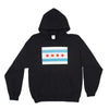 Pullover/Hooded Black Sweatshirt-Chicago Flag Large