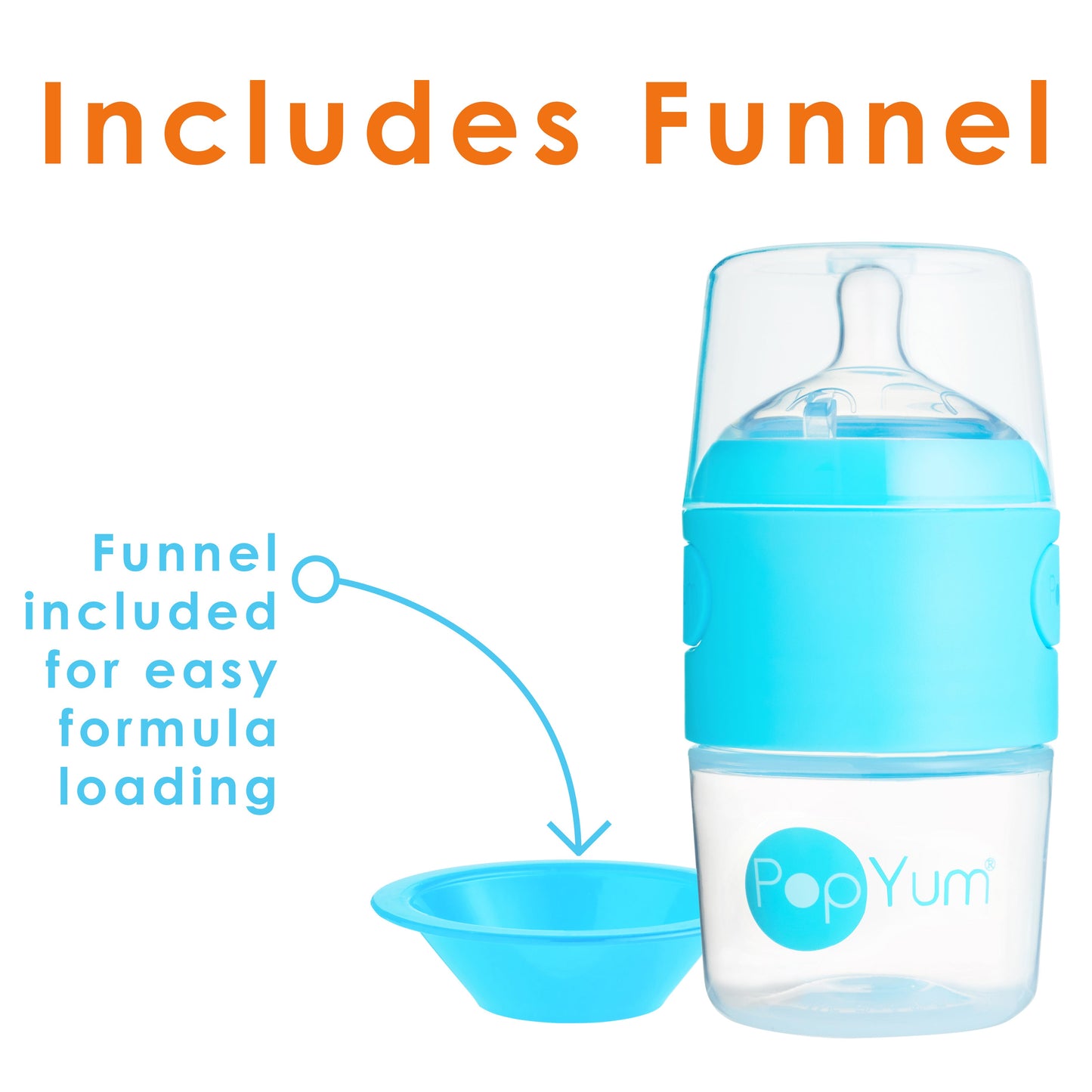 PopYum Baby Bottle Starter Set for Breast and Formula Feeding, 4-Pack, Blue, 2x 5oz Bottles (150ml) + 2x 9oz Bottles (260ml)
