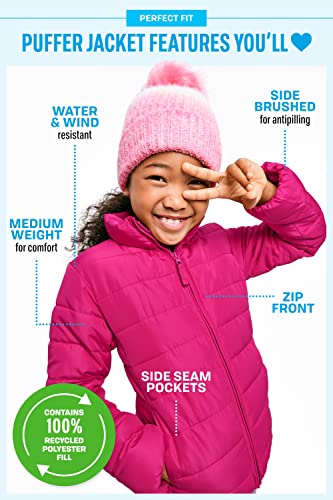 The Children'S Place Baby Girls And Toddler Medium Weight Puffer Jacket, Wind-Resistant, Water-Resistant Jacket, Purple Rose, 2T