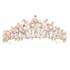 Yovecathou Girls Tiara Princess Crown Pink Headband Rhinestone Hairpiece For Halloween Costume Wedding Bridal Prom Birthday Part