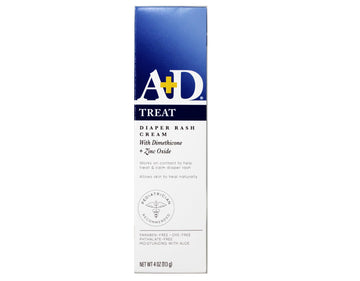 A+D Zinc Oxide Diaper Rash Treatment Cream, Dimenthicone 1%, Zinc Oxide 10%, Easy Spreading Baby Skin Care, 4 Ounce Tube (Pack O