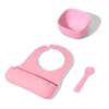 Avanchy Silicone Baby Bibs, Waterproof, Adjustable, Bpa Free, Soft Unisex Set For Toddlers With Matching Spoon, Pink