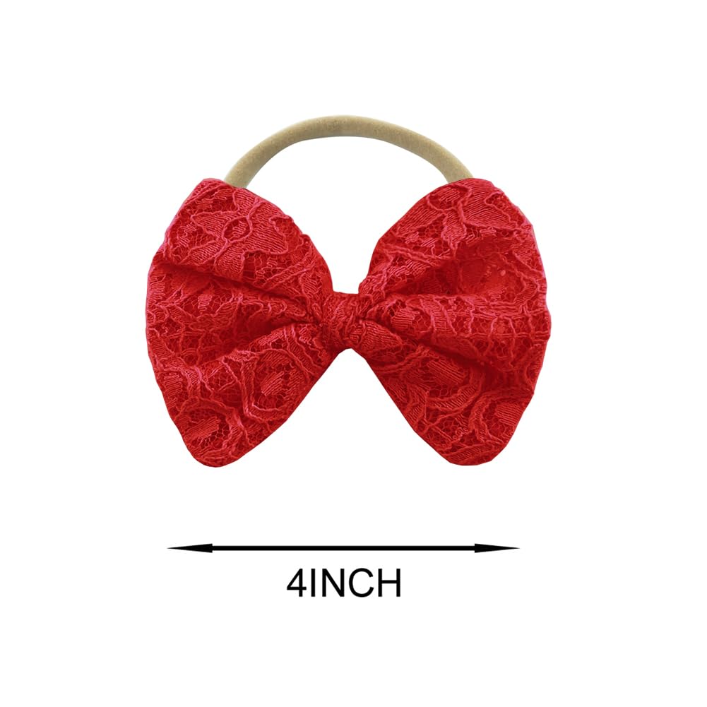 Bgfks Baby Girl Tutu Dress Elegant Lace Pom Pom Flutter Sleeve With Flower Headband Set(Red,12 Months)