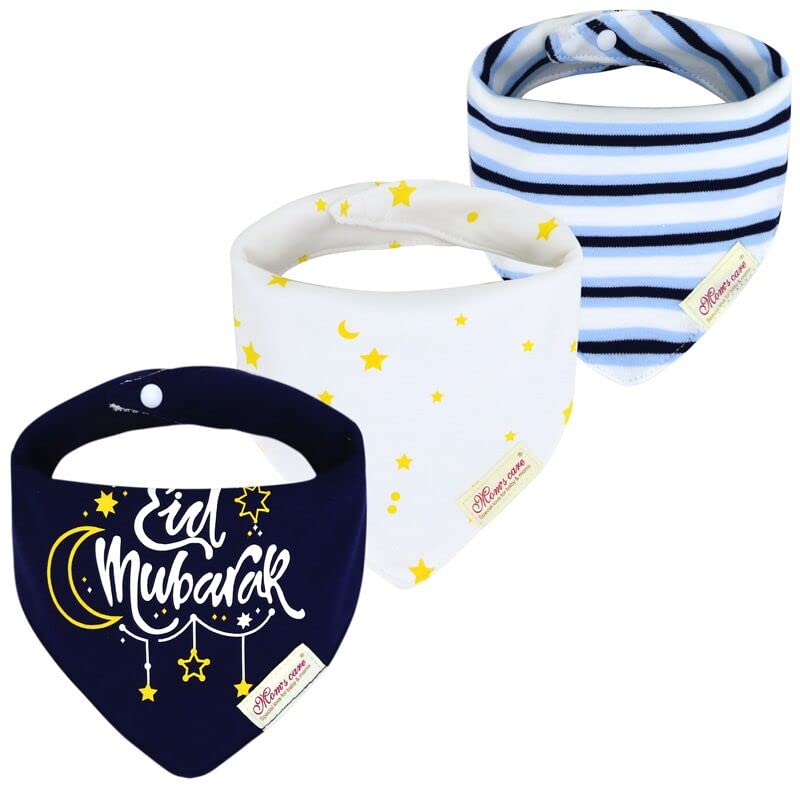 Jn&Lulu 3 Pack Newborn Baby Bibs Bandana Drool Bibs For Drooling Cotton Baby Gifts (Moon Star)