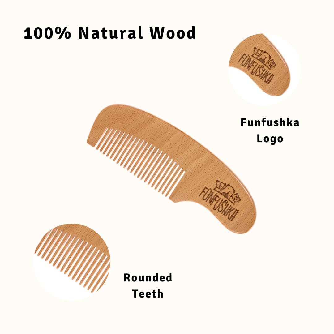 Funfushka Baby Hair Brush Set For Newborns & Toddlers - Baby Brush And Comb Set With Soft Bristle Hair Brush Perfect For Cradle