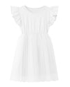 Twkioue Toddler Girls Tutu Flutter Sleeve Cute Party Princess Solid Tulle Dress 817 White 130