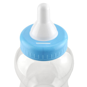 Homeford Jumbo Milk Bottle Coin Bank Baby Shower Plastic Container, 15-Inch, Light Blue