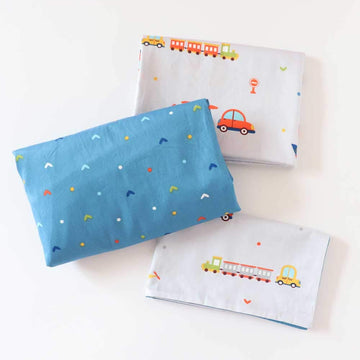 3 Piece 100% Cotton Toddler Sheet Pillowcase Set For Boys And Girls,Include Fitted Sheet,Top Sheet And Envelope Pillowcase,Cute