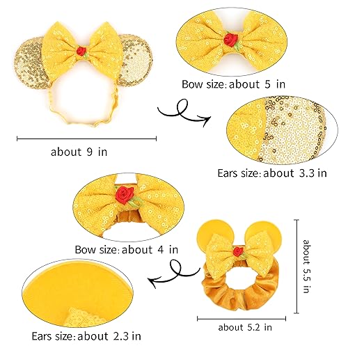 Bianbaistar Newborn Bows For Girls Toddler Hair Bows Snow White Elastic Adjustable Headband Mouse Ears Scrunchies Essencial Acce