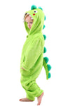 Lolanta Boys Girls Halloween Dinosaur Costume Bodysuit Flannel Toddler One Piece Jumpsuit Kids Gifts (Green, 4-6 Years)